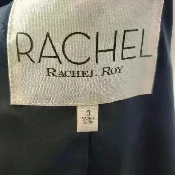 RACHEL ROY colorblock asymmetrical cropped purple  and black blazer. Size 0 - Picture 10 of 10